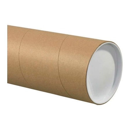 The Packaging Wholesalers Jumbo Mailing Tubes With Caps, 5" Dia. x 24"L, 0.125" Thick, Kraft, 15/Pack HD5024K